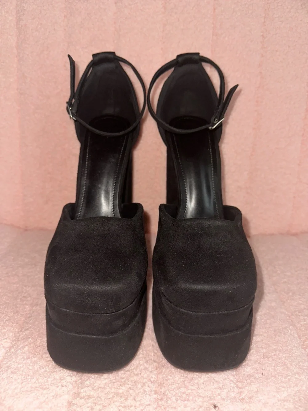 Black Platform Velvet Heels